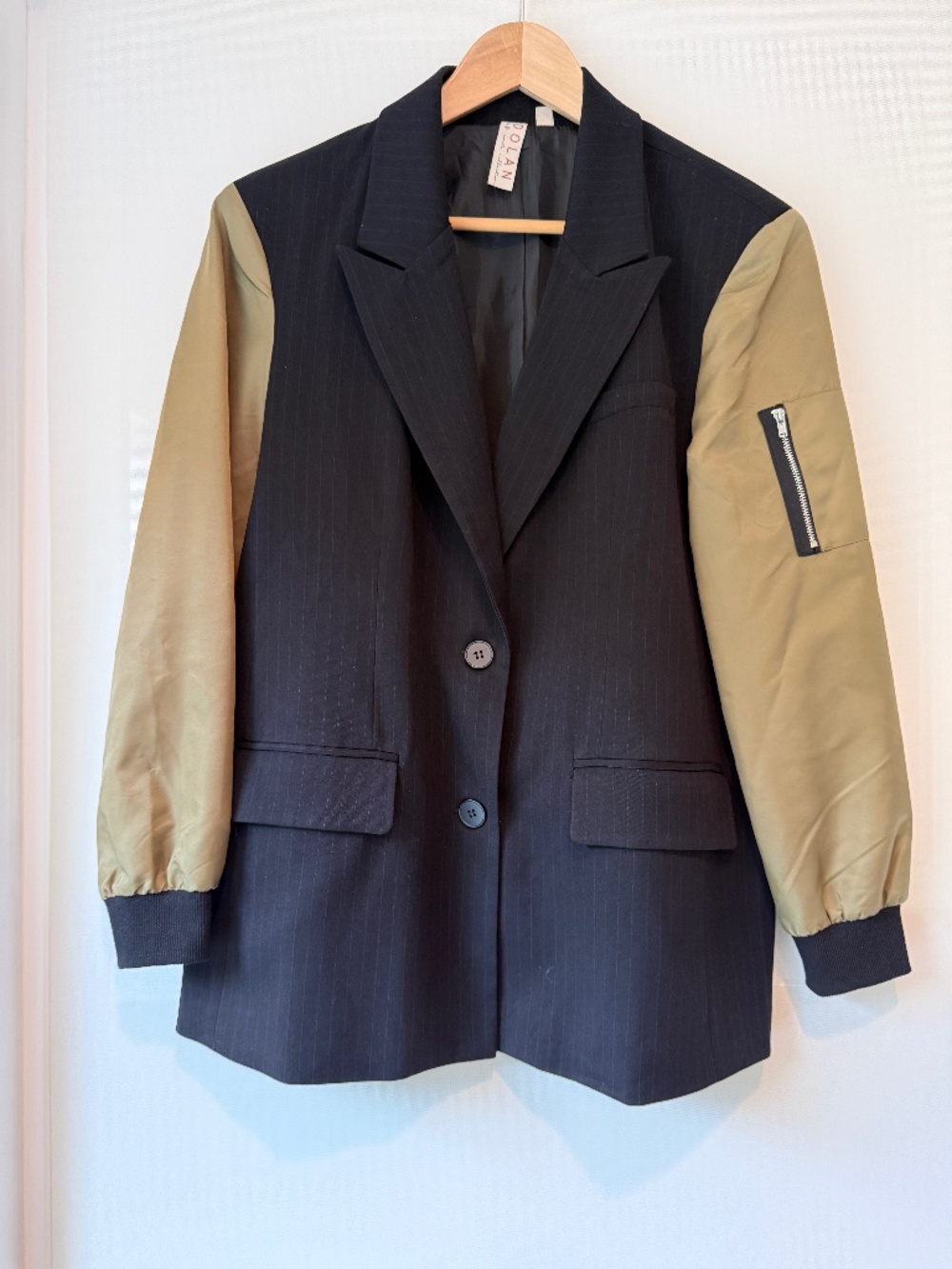 AnthropologieDolan Left Coast Bomber Sleeve Blazer Size M Black Khaki Green